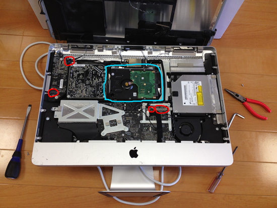 iMac 2009 Late 分解 修理 ハードディスクをSSDに交換